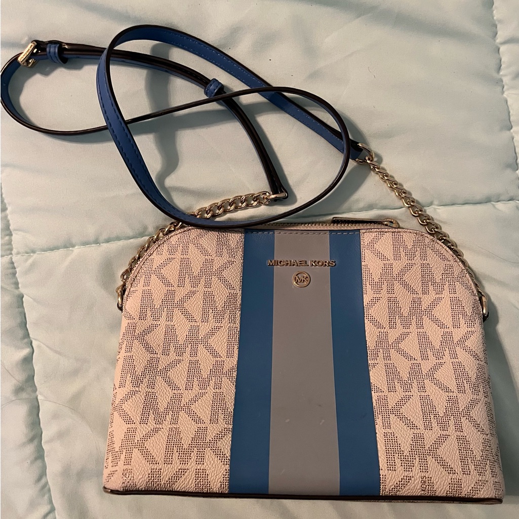Michael Kors Blue And Cream Crossbody Bag